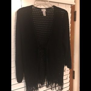 Avenue black front tie cardigan